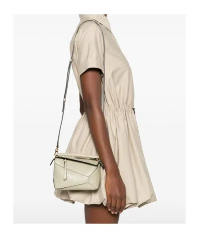 Loewe Puzzle Edge Mini Leather Handbag In Brown