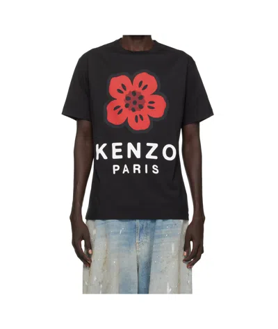 Kenzo Tshirt Con Stampa Boke Flower In Black