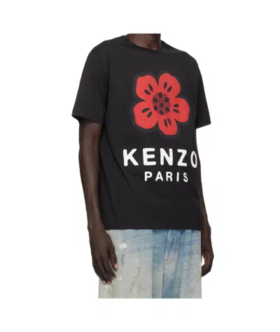 Kenzo Tshirt Con Stampa Boke Flower In Black