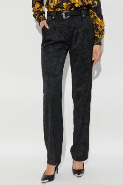 Versace Jeans Patterned Casual Pants In Black