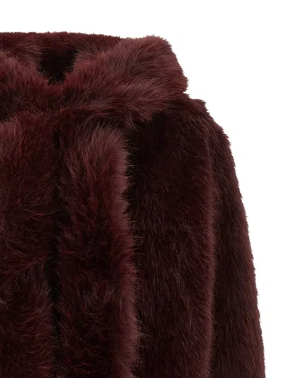 B&b Couture Cropped Faux Fur Jacket With Plush Texture In Brown