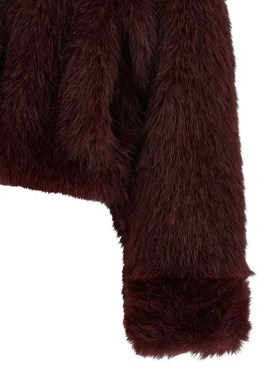 B&b Couture Cropped Faux Fur Jacket With Plush Texture In Brown