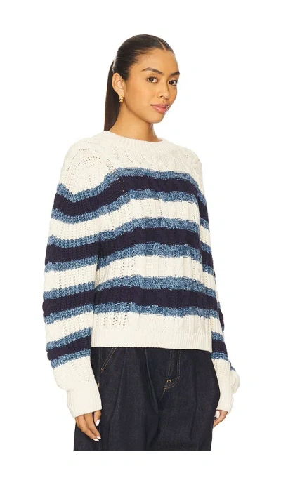 Free People Frankie Cable Striped Pullover Sweater In Ivory Combo In Multi