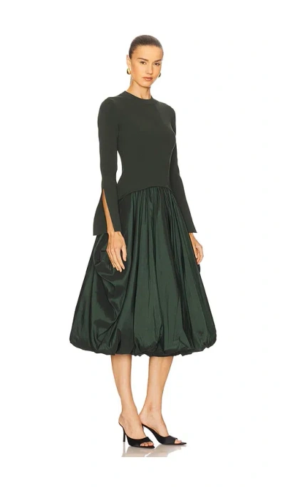 Simkhai Kenlie Pleated Mixed Media Midi Dress In Green