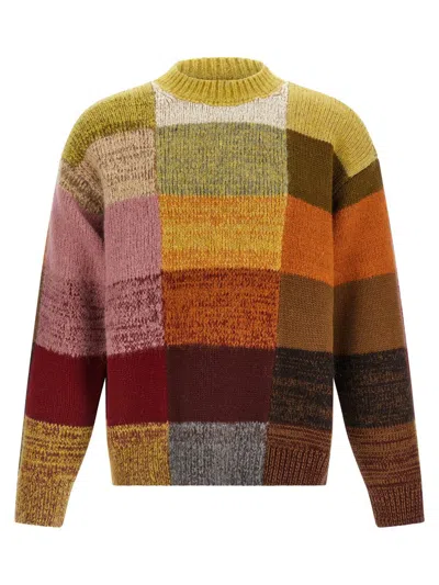 Dries Van Noten Marti Crew Neck Knite With Check Motif Knitwear Multicolor In Multi