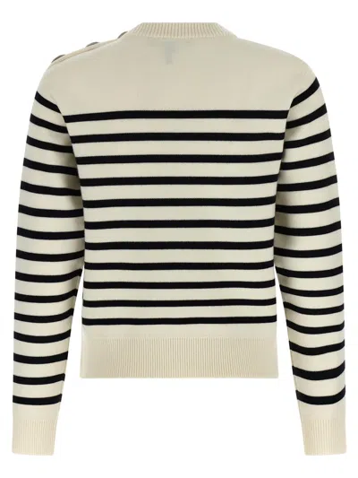 Marc Jacobs Striped Crew Neck Long Sleeve Sweater In Multi