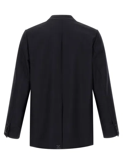 Dries Van Noten Double Breasted Wool Jacket With Notched Lapels In Blue