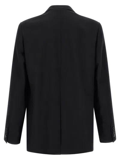 Dries Van Noten Double Breasted Wool Jacket With Notched Lapels In Black