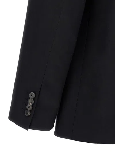 Dries Van Noten Double Breasted Wool Jacket With Notched Lapels In Black