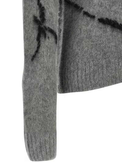 Dries Van Noten Mouche Embroidered Wool Sweater In Gray
