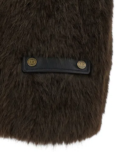 Twinset Twin-set Faux Fur Vest With Leather Back In Black