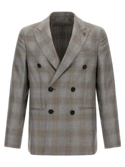 Pal Zileri Double-breasted Blazer Featuring Notch Lapel In Gray