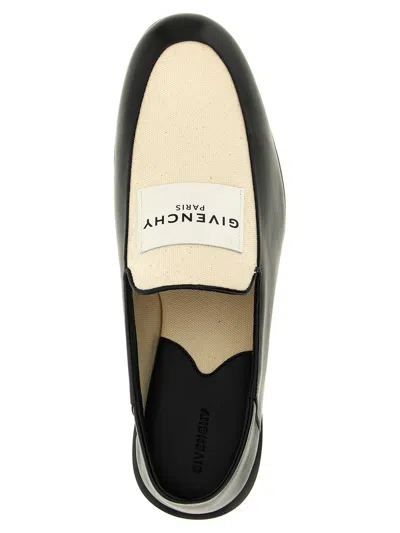 Givenchy Two-tone Leather And Canvas Label Loafers In Black