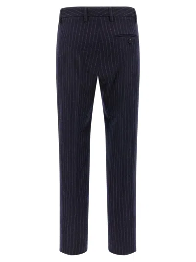 Alberto Biani Pinstripe Trousers With Belt Loops And Pocket In Blue