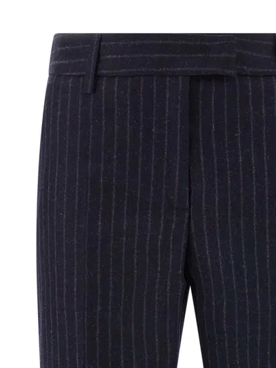 Alberto Biani Pinstripe Trousers With Belt Loops And Pocket In Blue