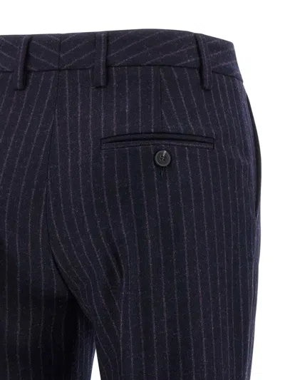 Alberto Biani Pinstripe Trousers With Belt Loops And Pocket In Blue