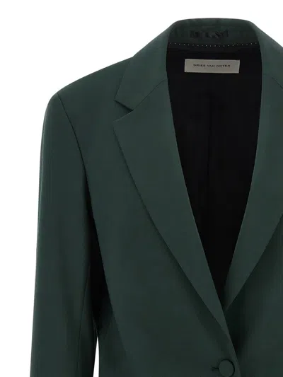 Dries Van Noten Single Breasted Blazer In Green
