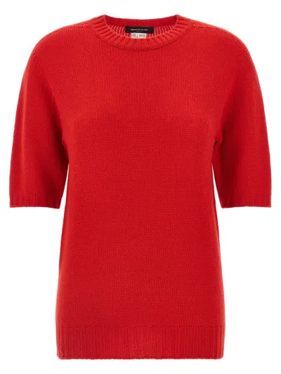 Fabiana Filippi Short Sleeve Cashmere Knit Sweater In Red