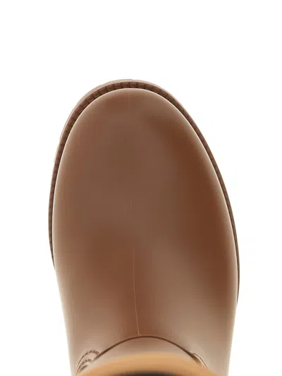 Max Mara Knee-high Rubber Sole Round Toe Boots In Brown