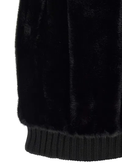 Pinko Genovese Long Faux Fur Vest In Black