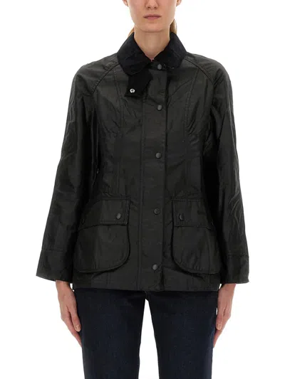 Barbour Black Beadnell Waxed Jacket In Black