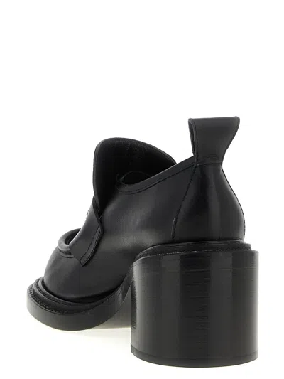 Moschino Block Heel Loafers Pull Tab In Black