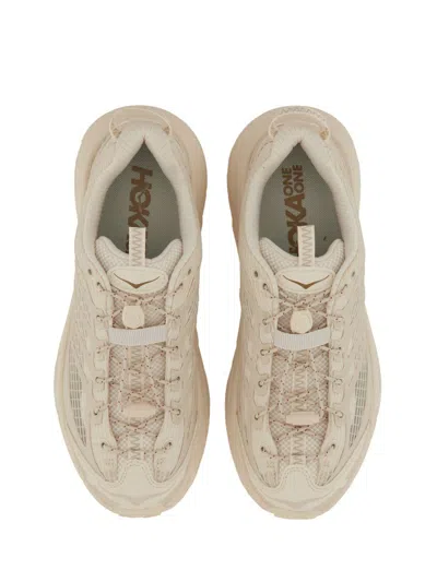 Hoka Sole Sneakers With Breathable Mesh Panels In Gold