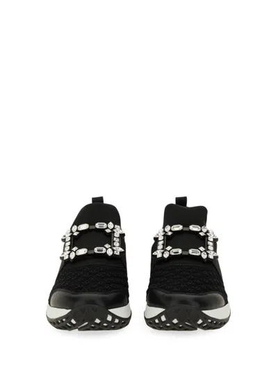 Roger Vivier Crystal-embellished Black Slip-on Sneakers In Black