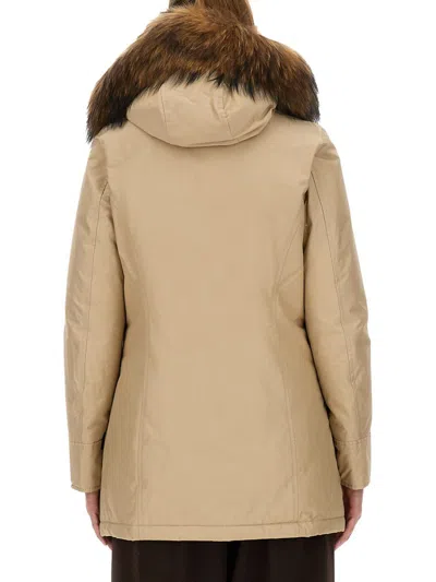 Woolrich Artic Racoon Parka In Neutral