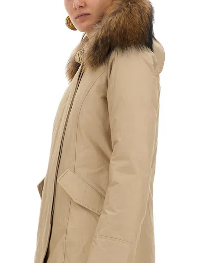 Woolrich Artic Racoon Parka In Neutral