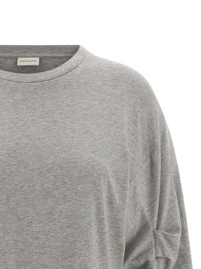 Dries Van Noten T-shirt With Pleated Sleeves Heynas In Gray