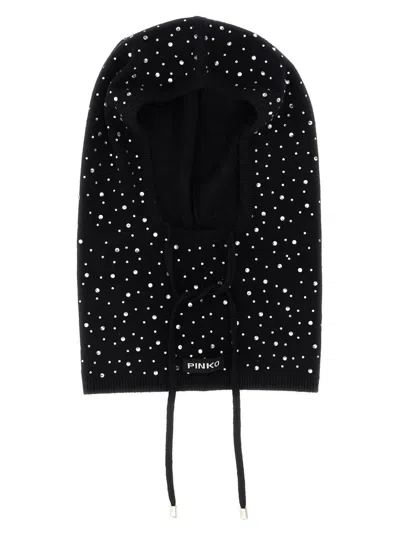 Pinko Balaclava With Drawstring And Rhinestones In Black