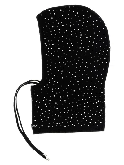 Pinko Balaclava With Drawstring And Rhinestones In Black