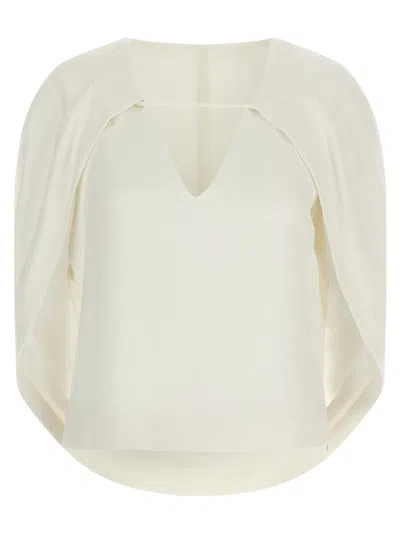 Alberta Ferretti Cape-inspired Stretch Cady Top With Draped Elegance In Neutral