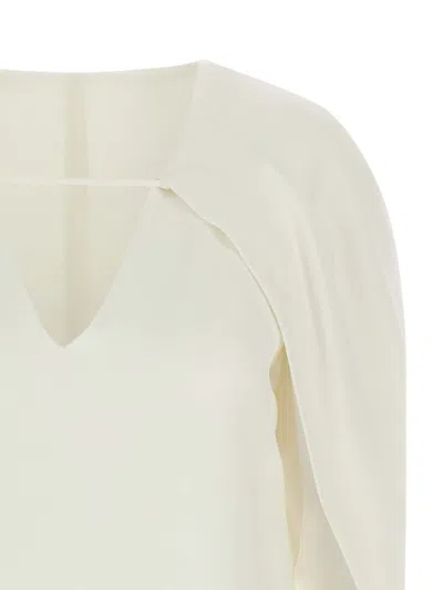 Alberta Ferretti Cape-inspired Stretch Cady Top With Draped Elegance In Neutral