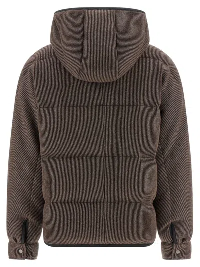 Brunello Cucinelli Lame Wool Down Jacket In Brown