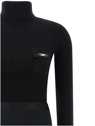 Elisabetta Franchi Turtleneck Dress In Black