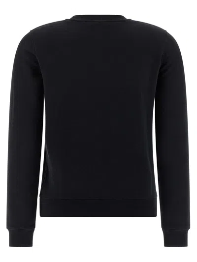 Maison Kitsuné Fox Embroidered Cotton Sweatshirt With Crew Neck In Black