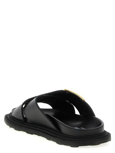 Moschino Leather Sandals In Black