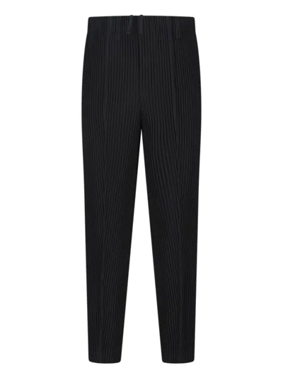 Issey Miyake Straight-leg Trousers With Pleated Texture And Elasticated Waistband In Gray