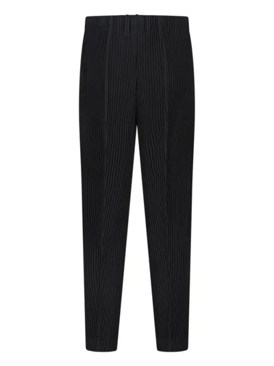 Issey Miyake Straight-leg Trousers With Pleated Texture And Elasticated Waistband In Gray