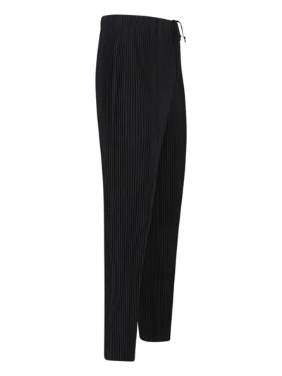 Issey Miyake Straight-leg Trousers With Pleated Texture And Elasticated Waistband In Gray
