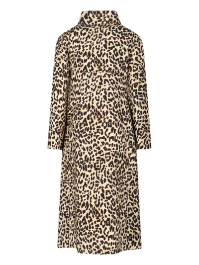 Valentino Leopard Print Double Breasted Coat With Belt In Animal Print