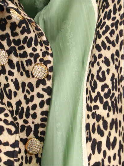 Valentino Leopard Print Double Breasted Coat With Belt In Animal Print