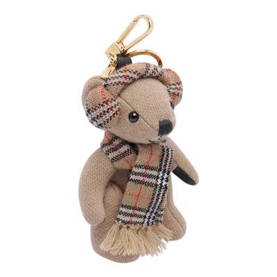 Burberry Checked Wool And Cashmere-blend And Gold-tone Bag Charm In Brown