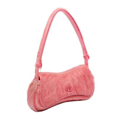 Diesel Play-clutch In Coloured Hairy Leather In Pink