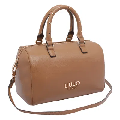 Liu •jo Versatile Cross-body Satchel Featuring Studded Accents In Brown