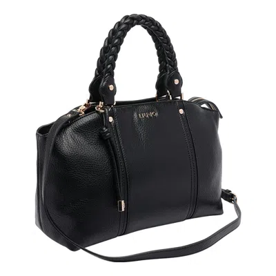 Liu •jo Liu Jo Black Braided Leather Handle Bag In Black
