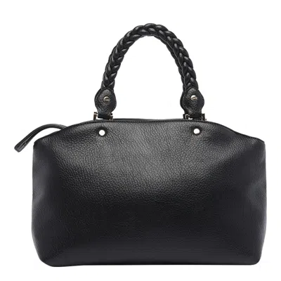 Liu •jo Liu Jo Black Braided Leather Handle Bag In Black