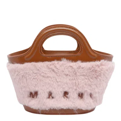 Marni Tropicalia Micro Handbag With Plush Texture In Brown